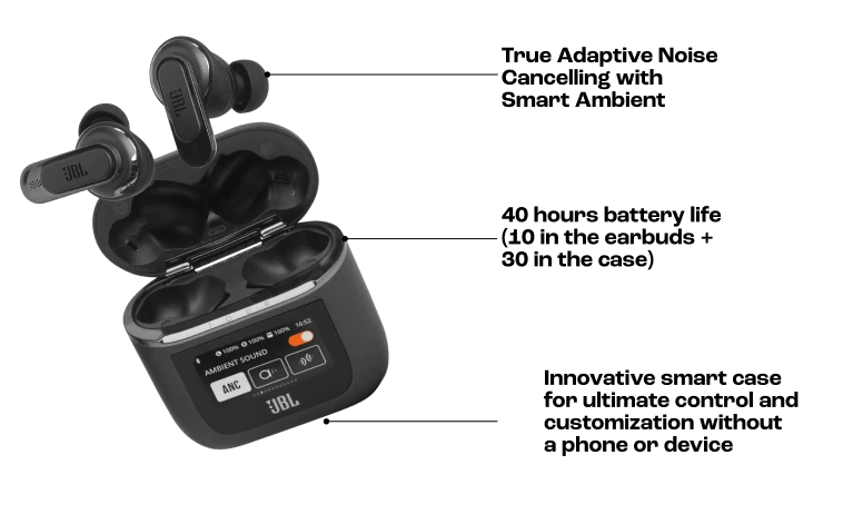 JBL Tour Pro 2 with adaptive noise cancelling, 40-hour battery and smart case