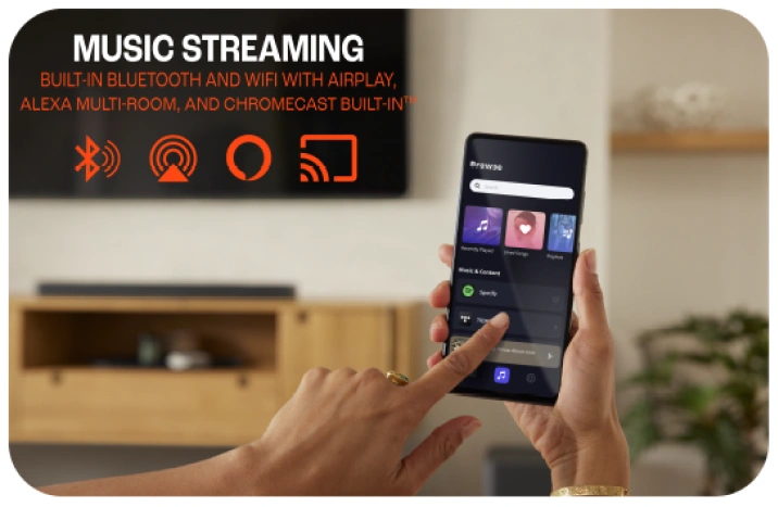 Streaming musik ke soundbar JBL dari ponsel